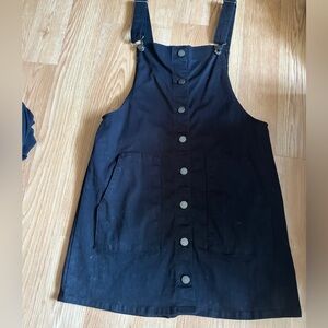 Black Fabric Romper with Buttons